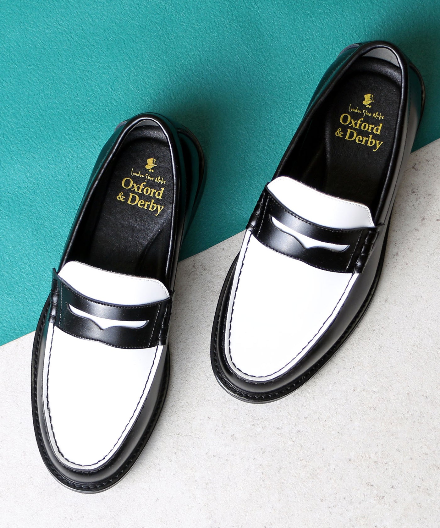 レザーコインローファー 9005 ブラックコンビ／London Shoe Make