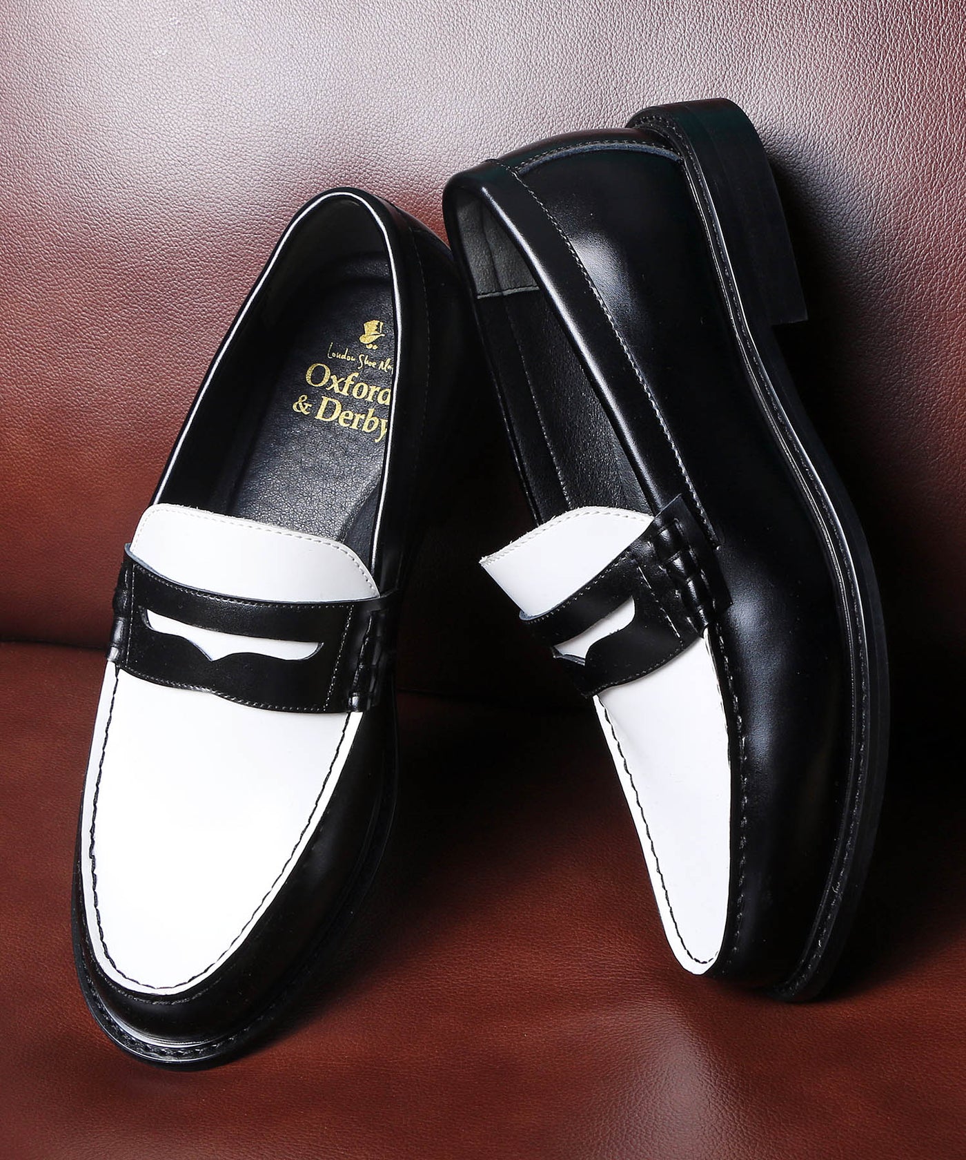 レザーコインローファー 9005 ブラックコンビ／London Shoe Make