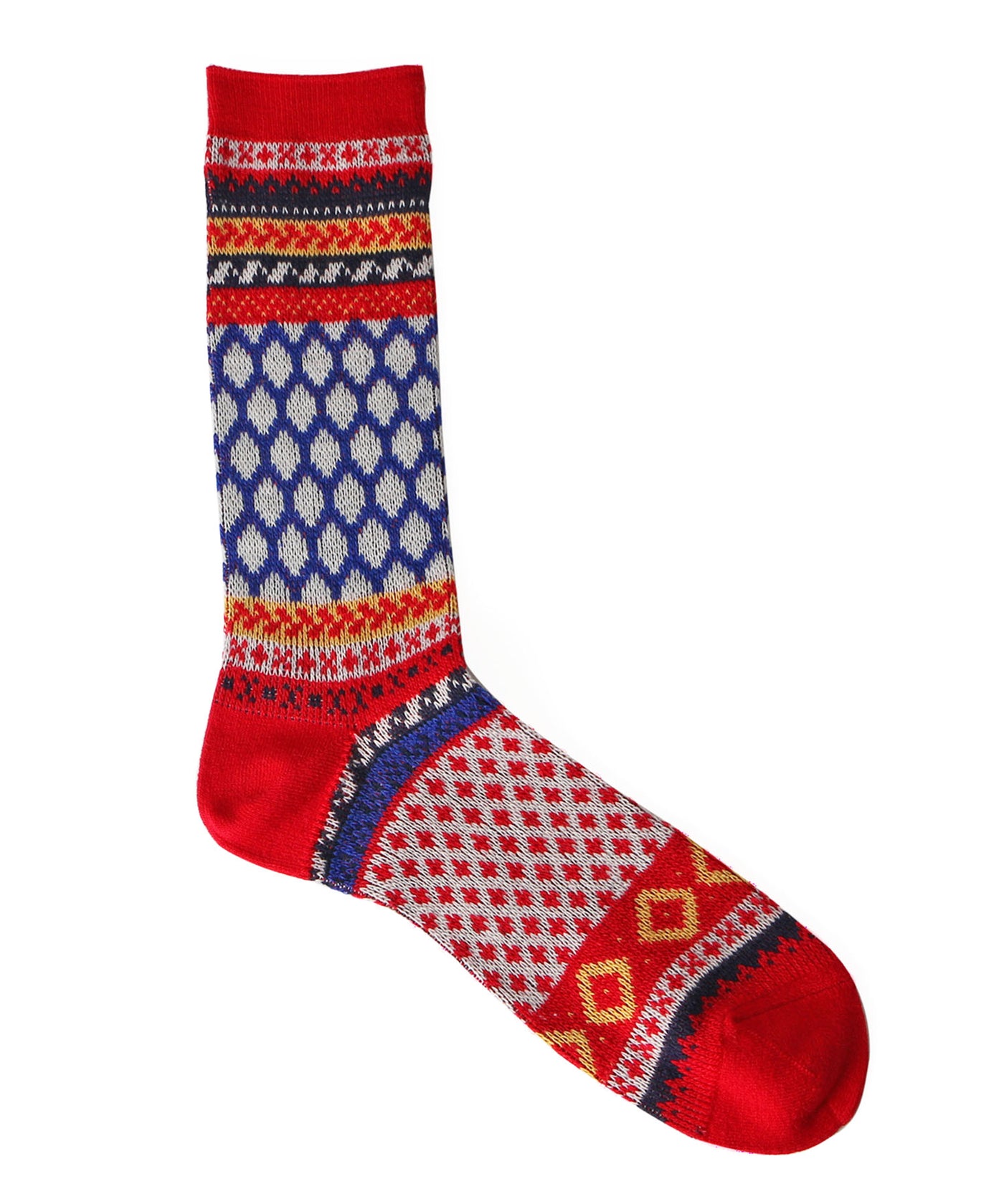 フェアアイル柄 / Fair Isle ソックス 418904 レッド／London Shoe Make THE SOCKS